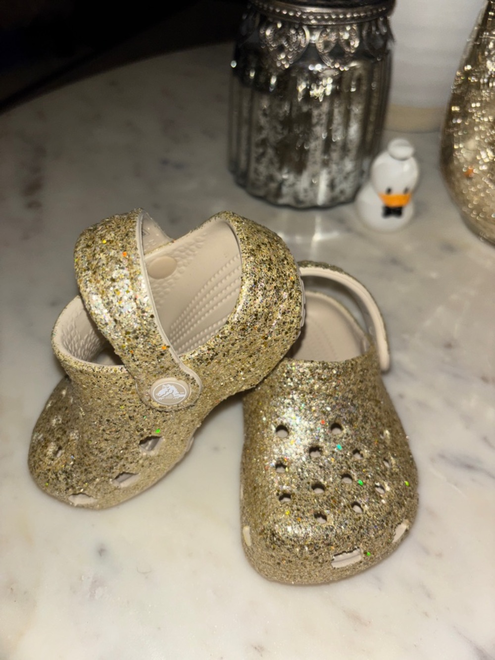 CROCS Kids' Glitter Clogs in Sparkling Gold